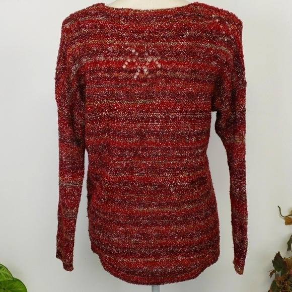 JILLIAN Nicole Delicate Sweater S Red & Tan EUC - Picture 2 of 12